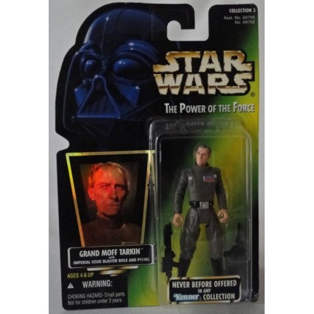 Grand Moff Tarkin with Imperial Issue Blaster Rifle and Pistol, MOC US w/ holographic sticker