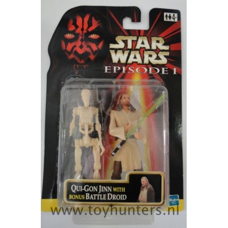 Qui-Gon Jinn + Battle Droid loose 100% Complete with 2-pack card