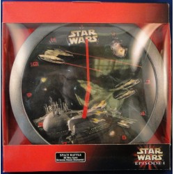 Space Battle 3D Wall Clock Revolving Naboo Starfighter - Star Wars Episode I MIB