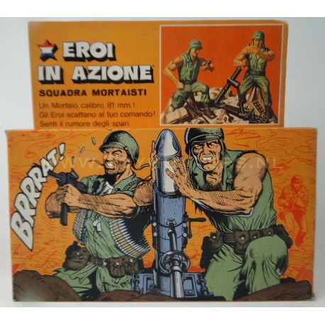 Mortar Squad with Box - Heroes in Action - Mattel 1975 Italy