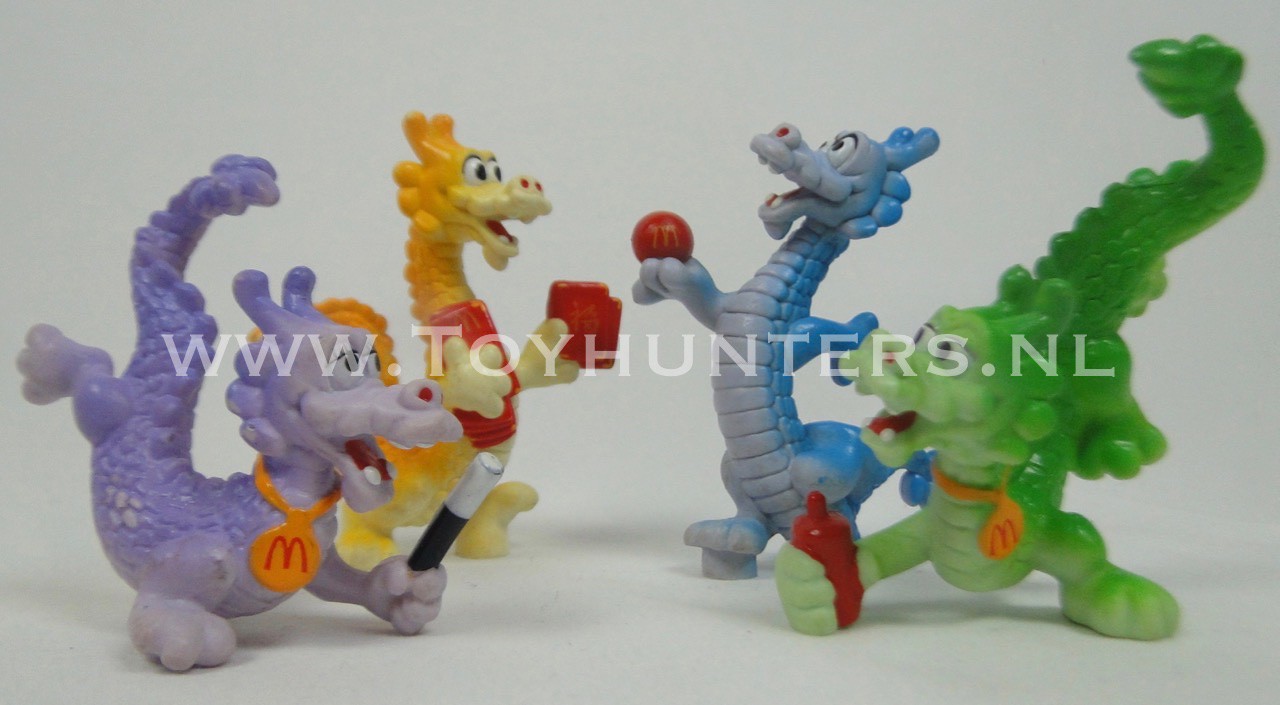 Vintage 1990's Set of 4 Dragonettes Drachen McDonalds Foreign Happy Meal Toy 